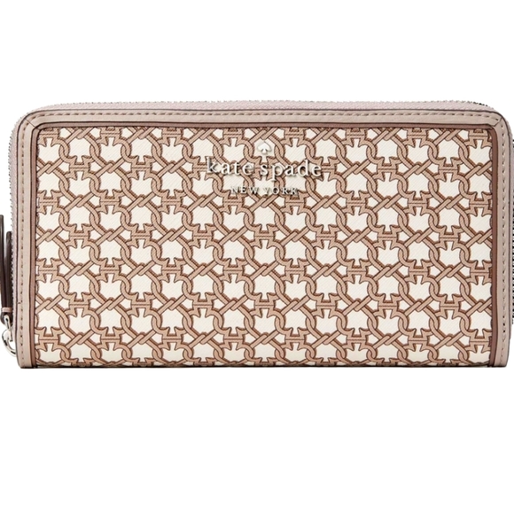 ☃️ NEW Kate Spade Wallet Spade Link Large Continental Zip Around Geo ☃️ - Picture 1 of 9